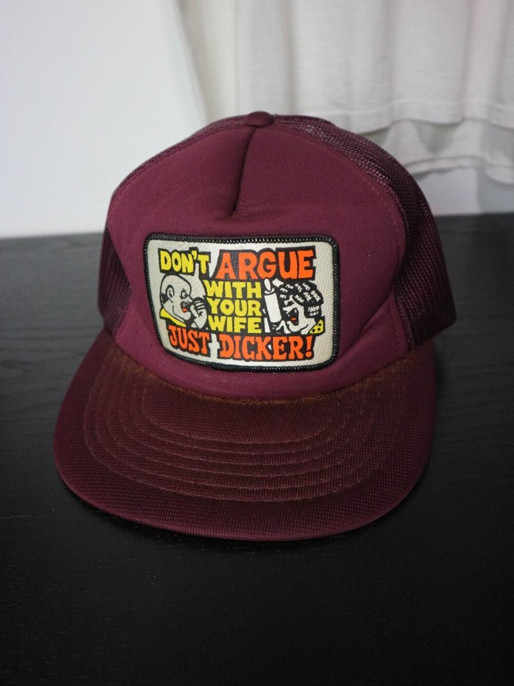 Vintage 80s Don't Argue WIth Your Wife Parody Crude Humour Vintage Trucker Hat